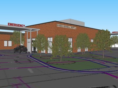 Architect rendering of Dosher’s new Emergency Department, which will be located at E. 9th and N. Howe Streets in Southport.Architect rendering of Dosher’s new Emergency Department, which will be located at E. 9th and N. Howe Streets in Southport.