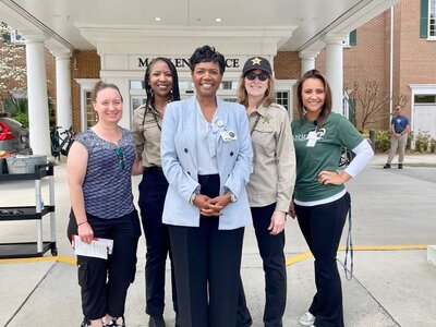 L – R: Teresa DuBose, Prevention Specialist, Coastal Horizons, Geneva Green, Brunswick County Sheriff’s Office Volunteer, Dosher CEO Lynda Stanley, Carol Lyon, Brunswick County Sheriff’s Office Volunteer, and Dosher staff member Jillian Reynolds at the 30th Operation Medicine Cabinet.L – R: Teresa DuBose, Prevention Specialist, Coastal Horizons, Geneva Green, Brunswick County Sheriff’s Office Volunteer, Dosher CEO Lynda Stanley, Carol Lyon, Brunswick County Sheriff’s Office Volunteer, and Dosher staff member Jillian Reynolds at the 30th Operation Medicine Cabinet.