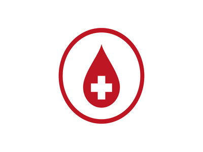 Red drop of blood inside a red circle.
